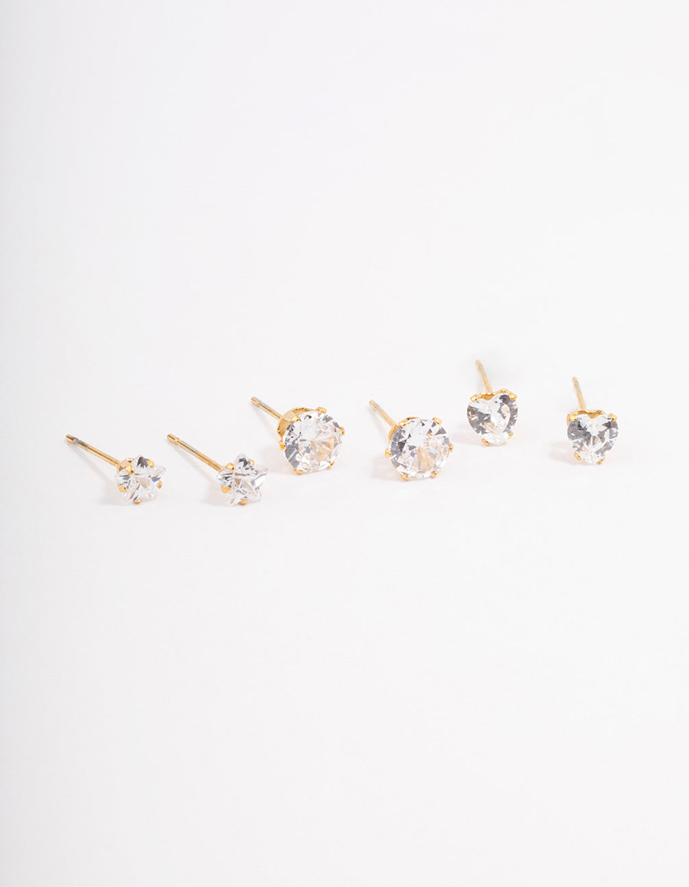 Waterproof Gold Plated Stainless Steel Star & Heart Stud Earrings Pack