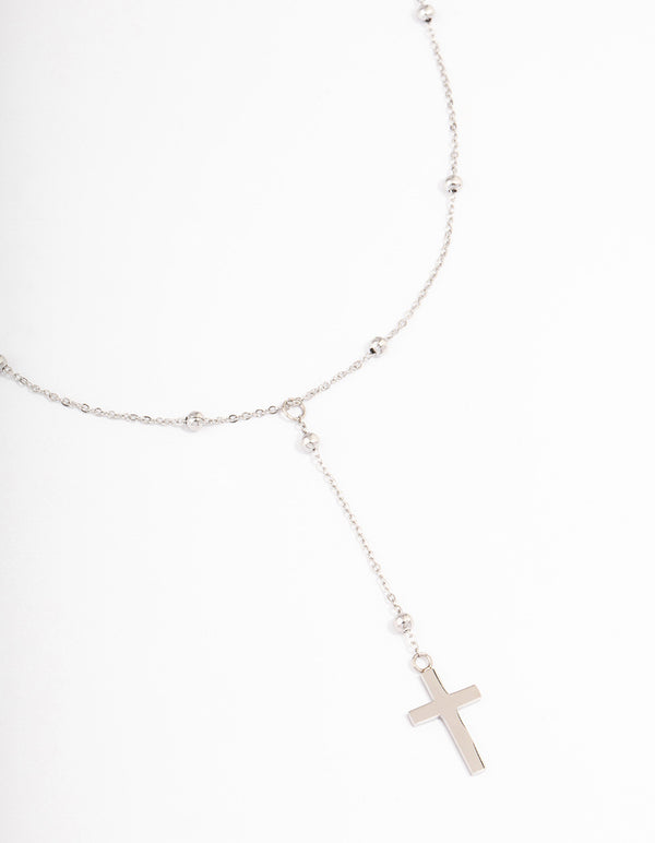 Waterproof Stainless Steel Drop Ball Cross Y-Necklace