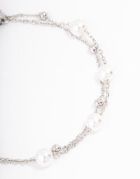 Waterproof Stainless Steel Double Layer Pearl Ball Bracelet - link has visual effect only