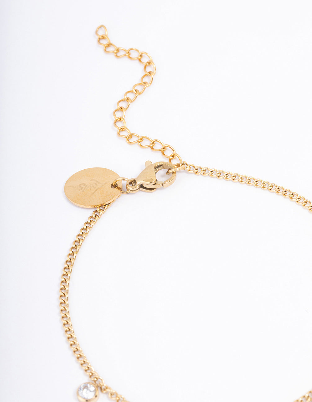 Waterproof Gold Plated Stainless Steel Butterfly & Cubic Zirconia Station Bracelet