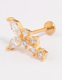 Gold Plated Surgical Steel Cubic Zirconia Butterfly Dust Flat Back - link has visual effect only