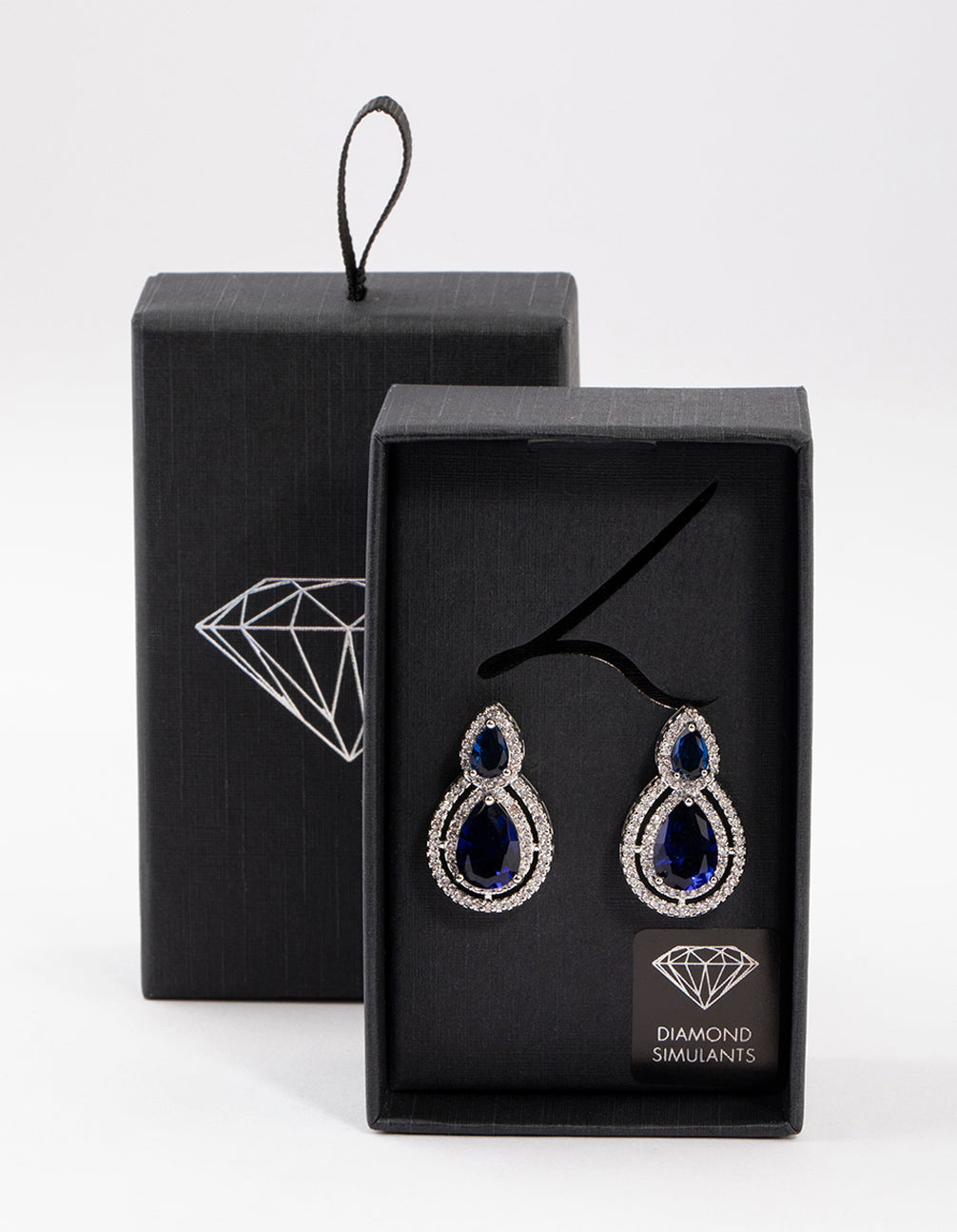 Silver Double Graduating Pear Stud Earrings