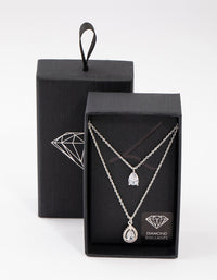 Silver Double Pear Layered Necklace - link has visual effect only