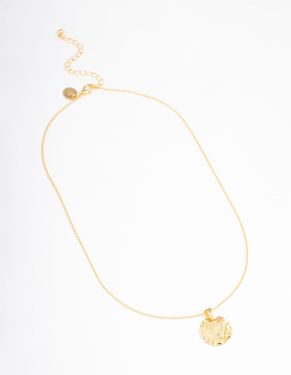 Gold Plated Virgo Coin Pendant Necklace