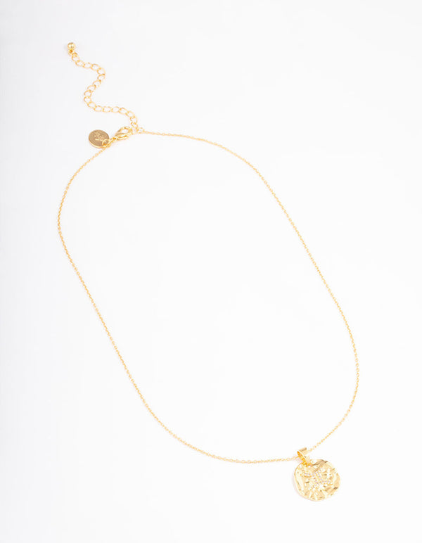 Gold Plated Gemini Coin Pendant Necklace