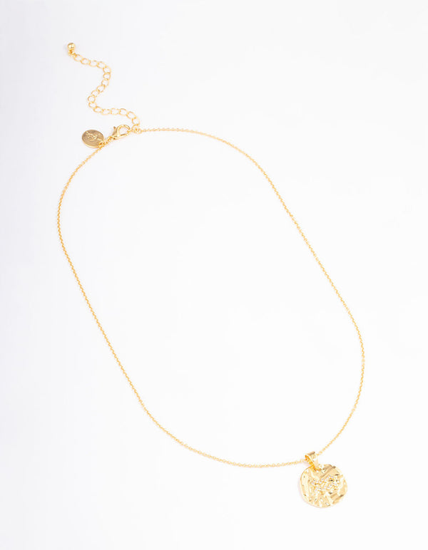 Gold Plated Aquarius Coin Pendant Necklace