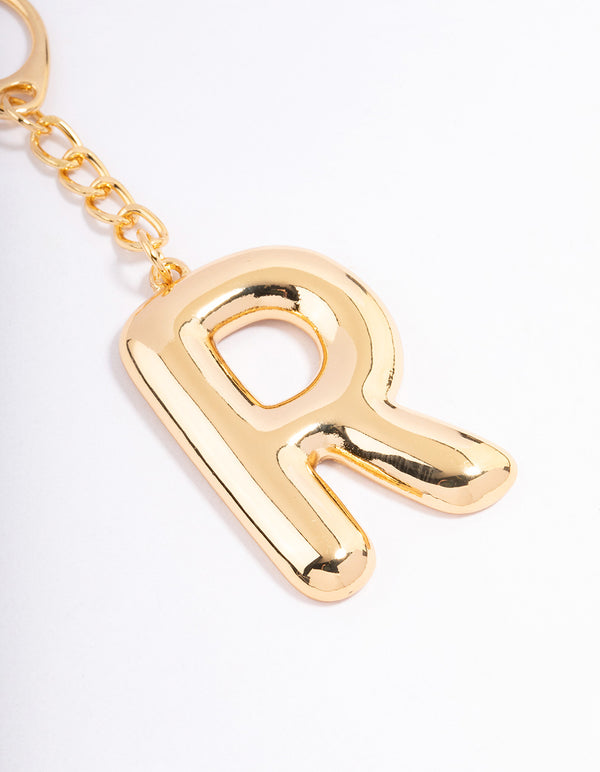 Gold Plated Letter R  Key Chain