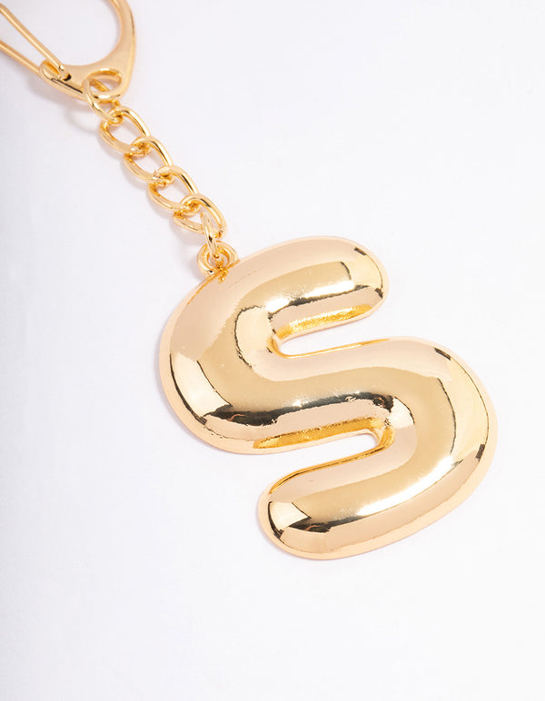 Gold Plated Letter S  Key Chain