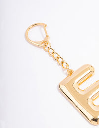Gold Plated Letter E  Key Chain - link has visual effect only
