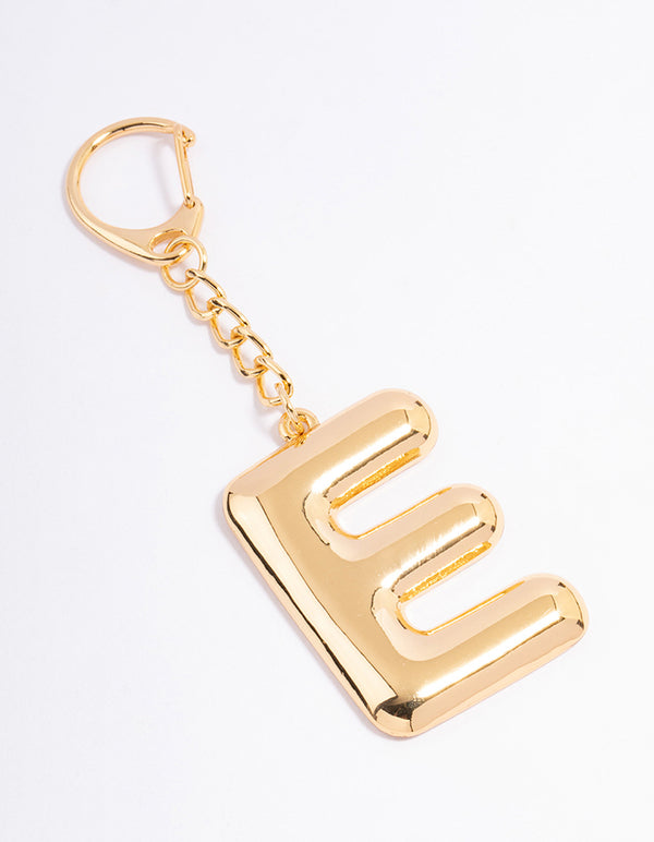 Gold Plated Letter E  Key Chain