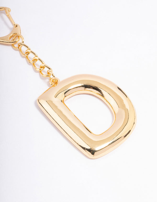 Gold Plated Letter 'D' Initial Key Ring