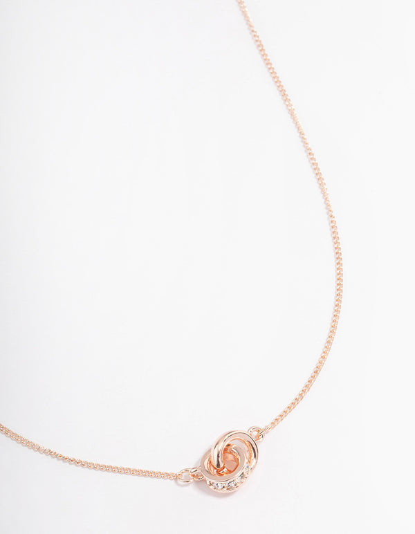 Rose Gold Double Circle Lock Necklace