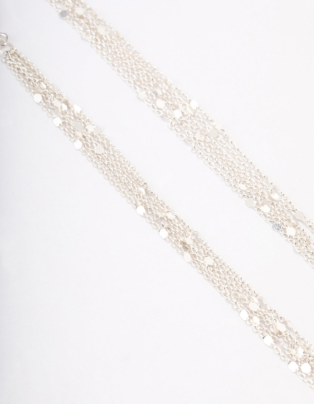 Silver Multi Row Chain Drop Earrings