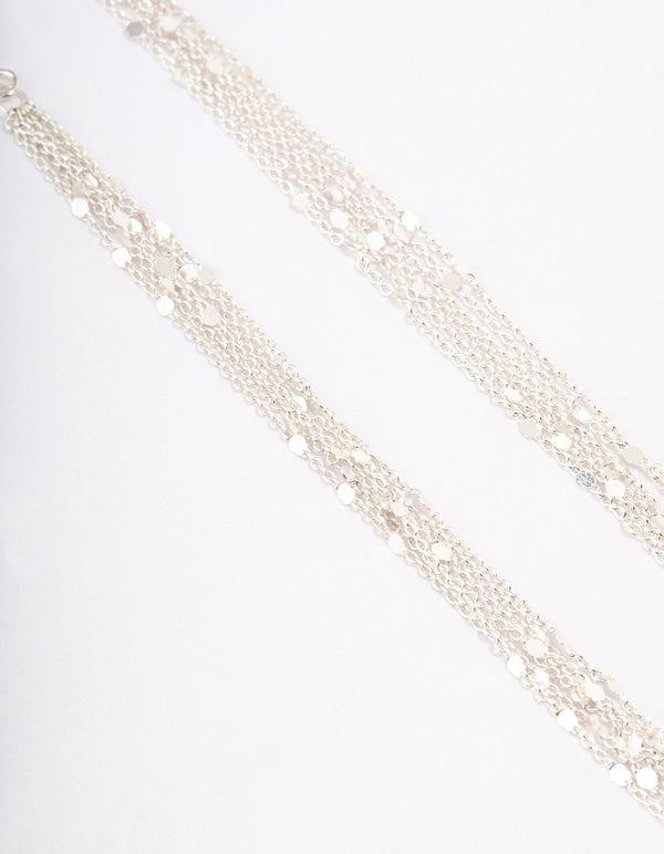 Silver Multi Row Chain Drop Earrings