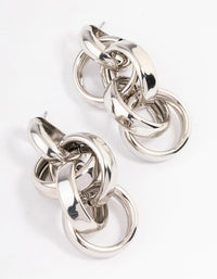 Silver Multi Link Drop Earrings - link has visual effect only