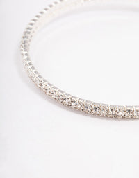 Silver Diamante Pearl Double Row Cuff Bangle - link has visual effect only