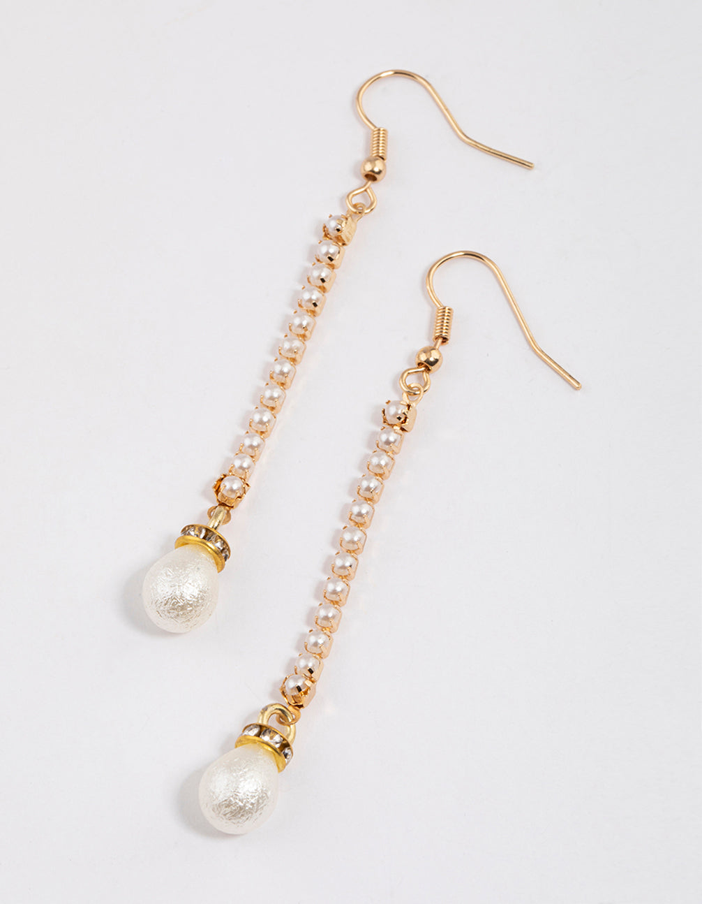 Gold Pearl Cup Chain Drop Earrings