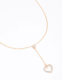 Gold Heart Drop Chain Diamante Necklace - link has visual effect only