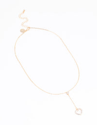 Gold Heart Drop Chain Diamante Necklace - link has visual effect only