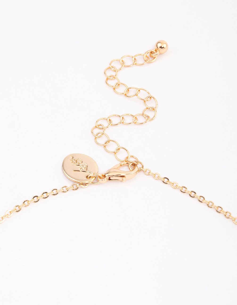 Gold Heart Drop Chain Diamante Necklace