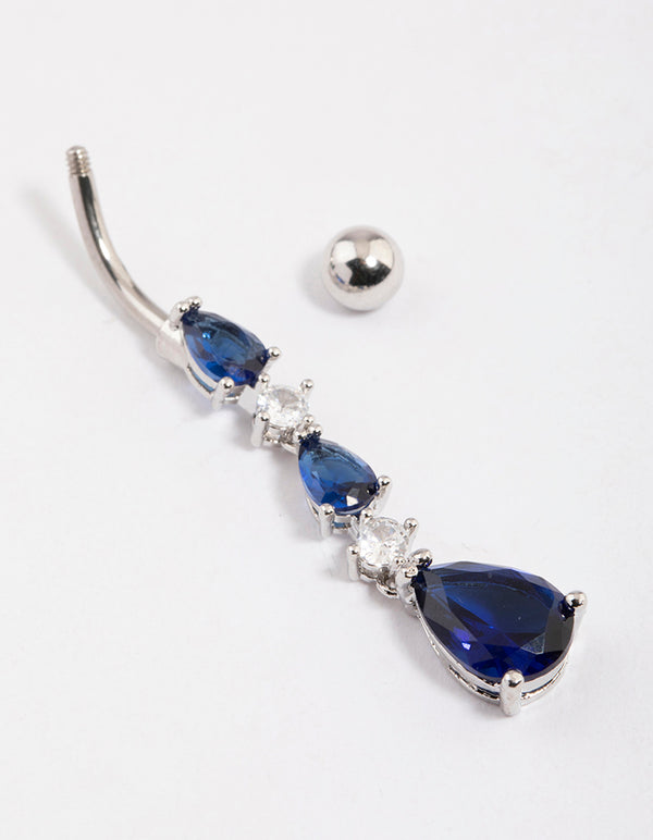 Surgical Steel Cubic Zirconia Tier Trio Belly Ring