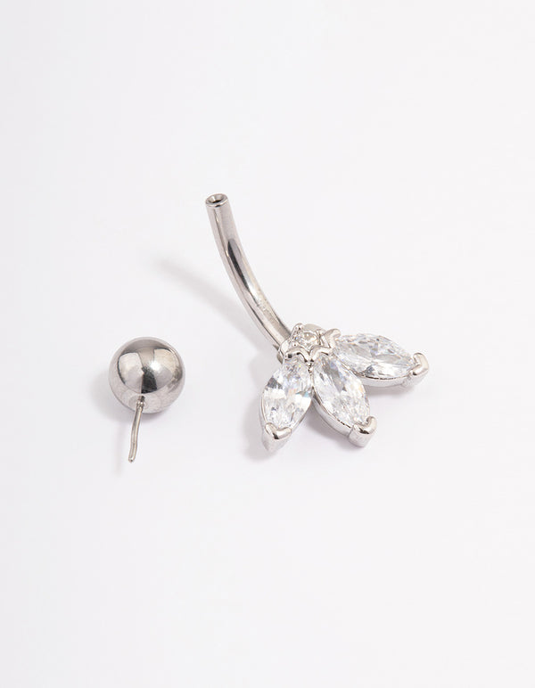Surgical Steel Cubic Zirconia Marquise Claw Belly Ring