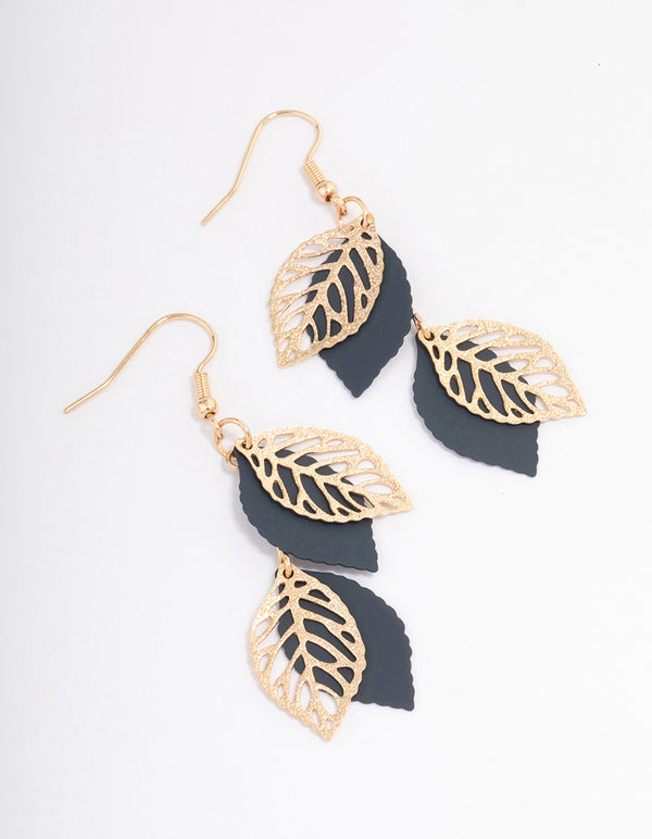 Blue Filigree Petal Drop Earrings