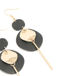 Black Coated Disc Stick Drop Earrings - link has visual effect only