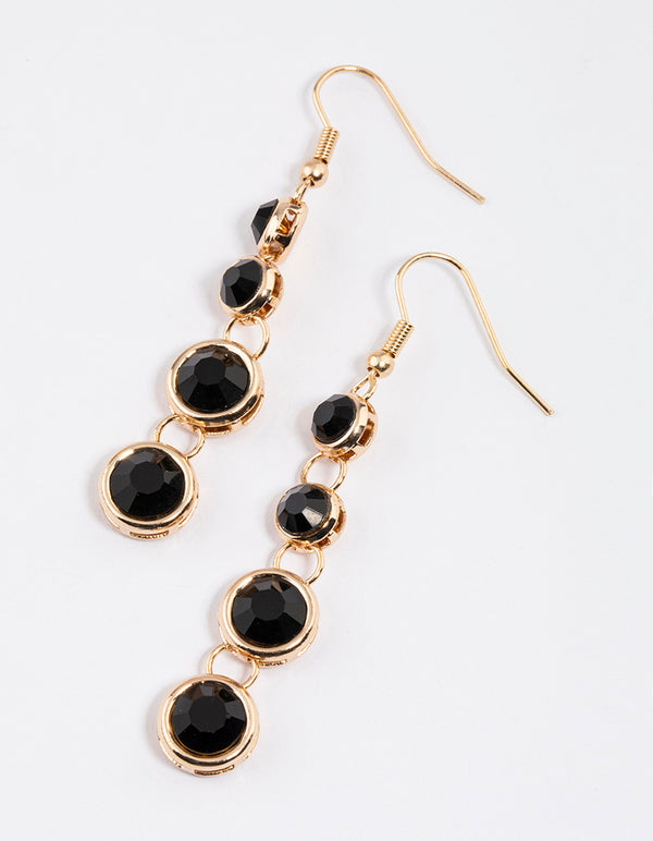 Black Stone Graduating Drop Earrings Lovisa - Main Image