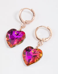 Pink Statement Diamante Heart Huggie Earrings - link has visual effect only