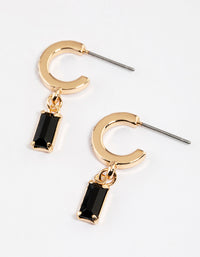 Black Diamante Baguette Huggie Earrings - link has visual effect only