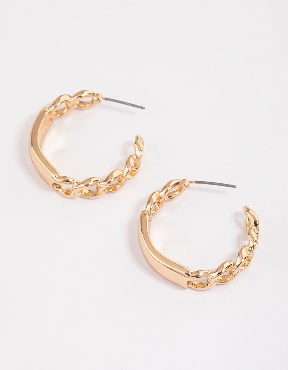 Gold Link Chain Hoop Earrings