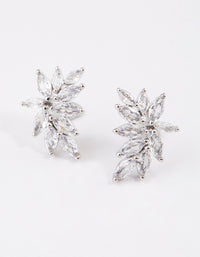 Silver Cubic Zirconia Navette Mini Stud Earrings - link has visual effect only