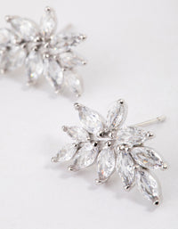 Silver Cubic Zirconia Navette Mini Stud Earrings - link has visual effect only