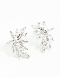Silver Cubic Zirconia Navette Mini Stud Earrings - link has visual effect only