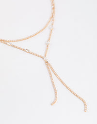 Gold Cubic Zirconia Double Row Split Y-Shaped Necklace - link has visual effect only