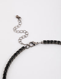 Gunmetal Cubic Zirconia Round Cup Chain Earring & Necklace Set - link has visual effect only
