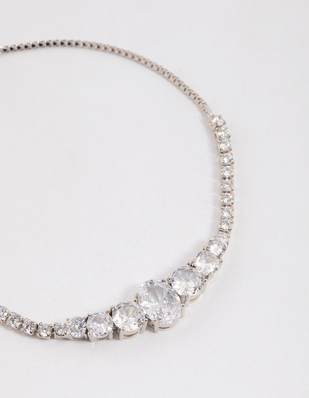Silver Cubic Zirconia Large Oval Toggle Tennis Bangle