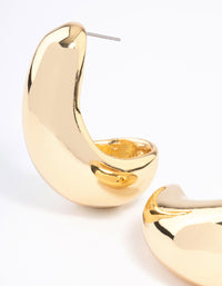 Gold Plated Bold Wide Hoop Earrings - link has visual effect only