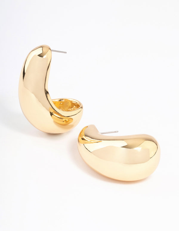 Gold Plated Bold Wide Hoop Earrings