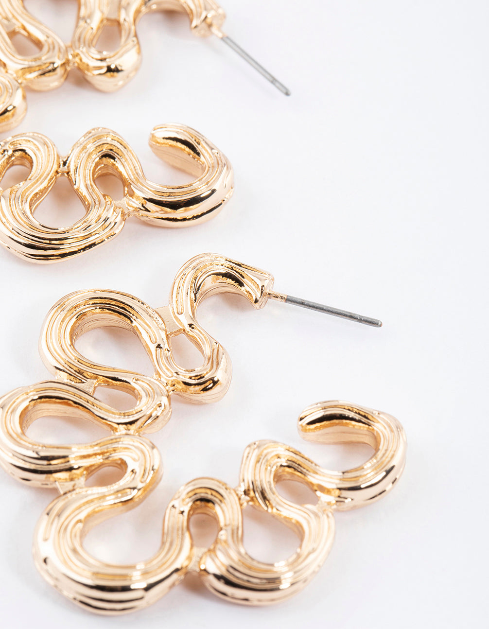 Gold Groovy Flower Hoop Earrings