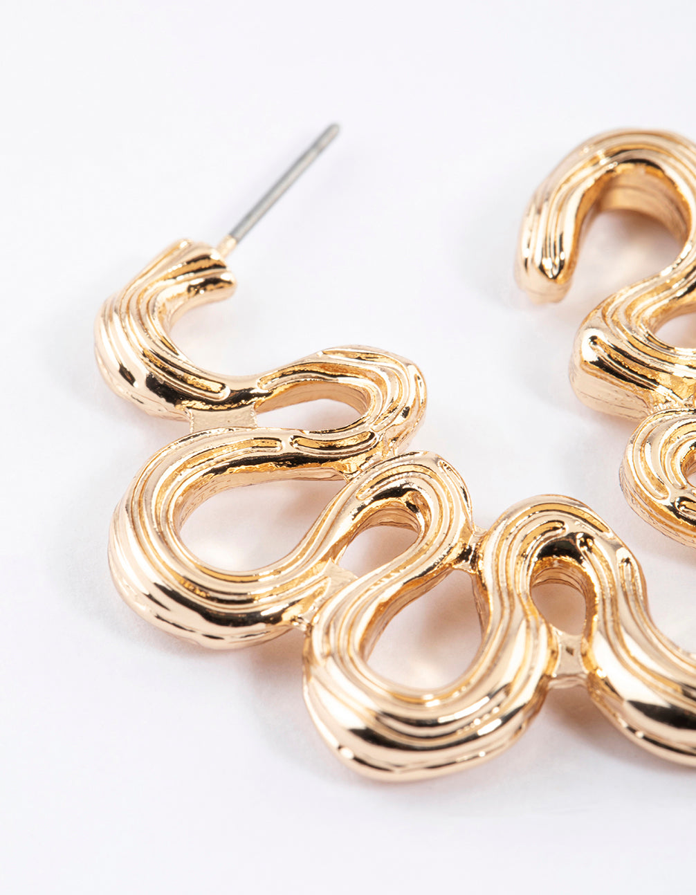Gold Groovy Flower Hoop Earrings
