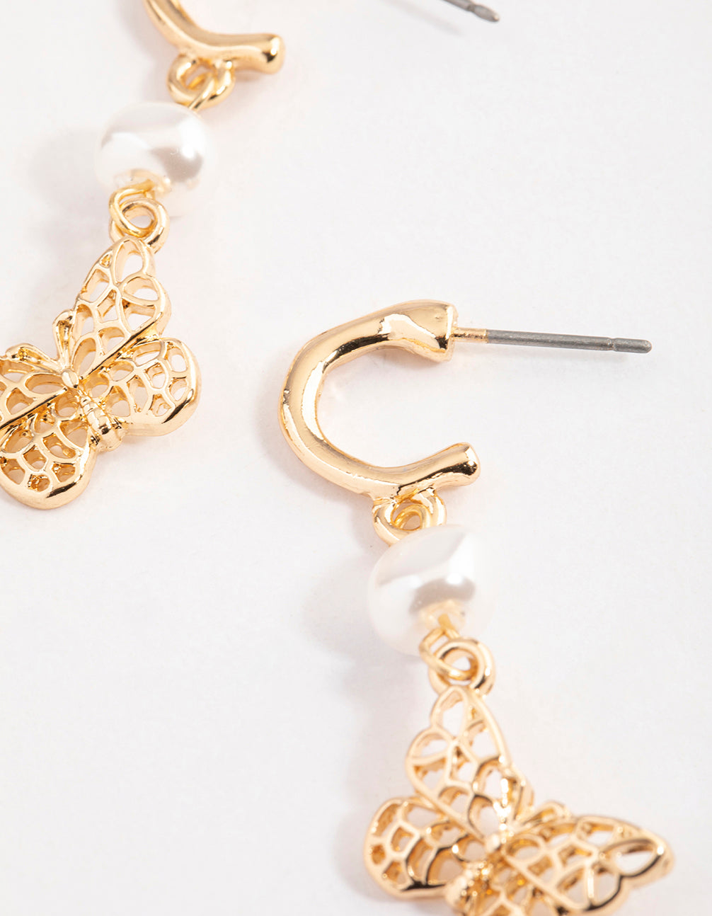 Gold Mini Butterfly Drop Earrings