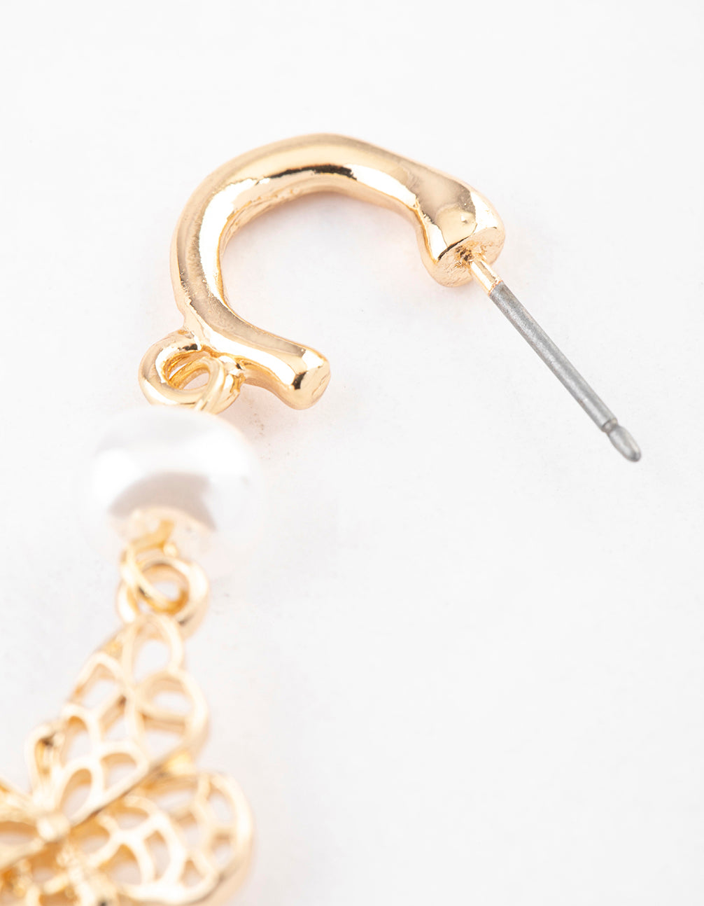 Gold Mini Butterfly Drop Earrings