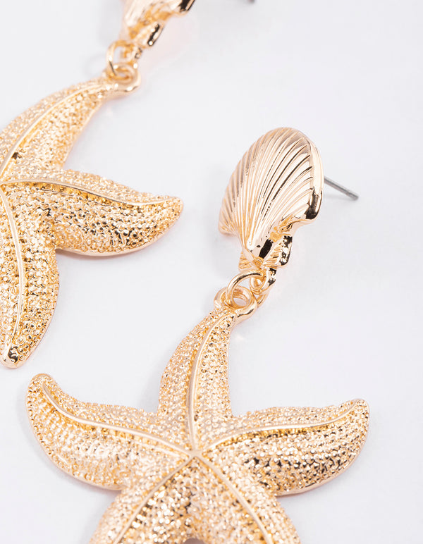 Gold Bold Starfish Earrings