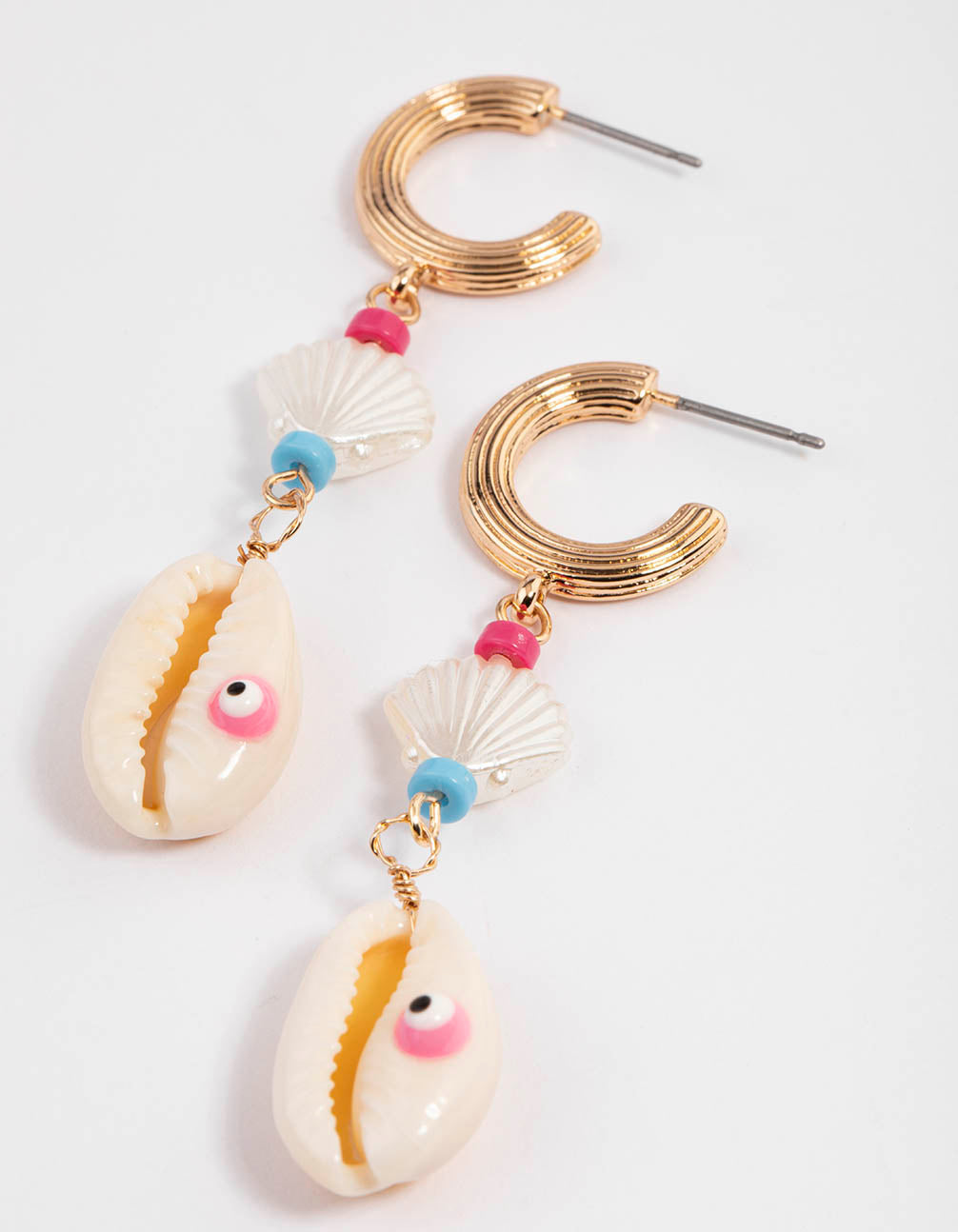 Gold Multi Shell Drop Earrings