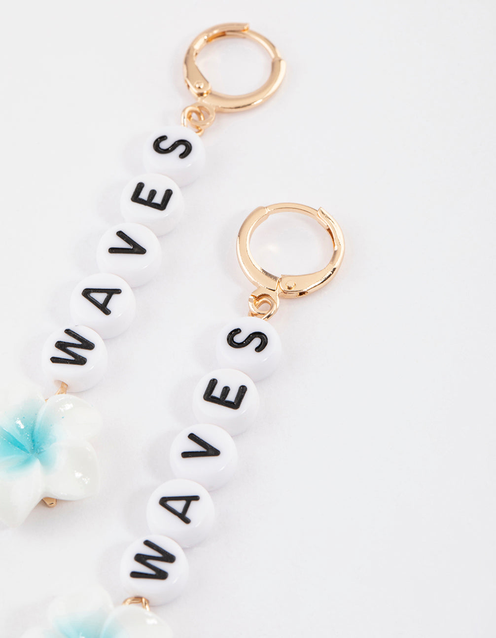 Gold Wave Flower Drop Earrings