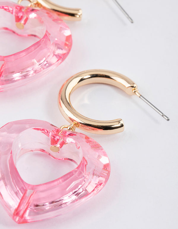 Gold Open Heart Drop Earrings