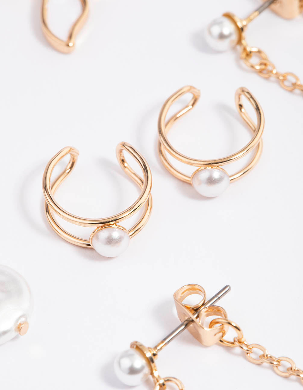 Gold Pearly Fin Earrings 4-Pack
