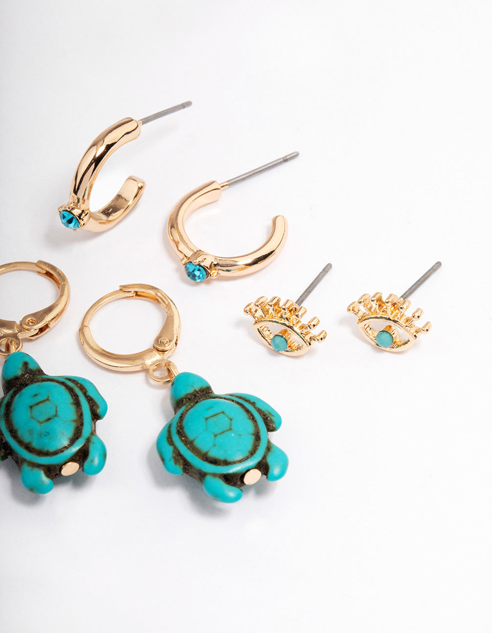 Gold Mini Turtle Earrings 4-Pack